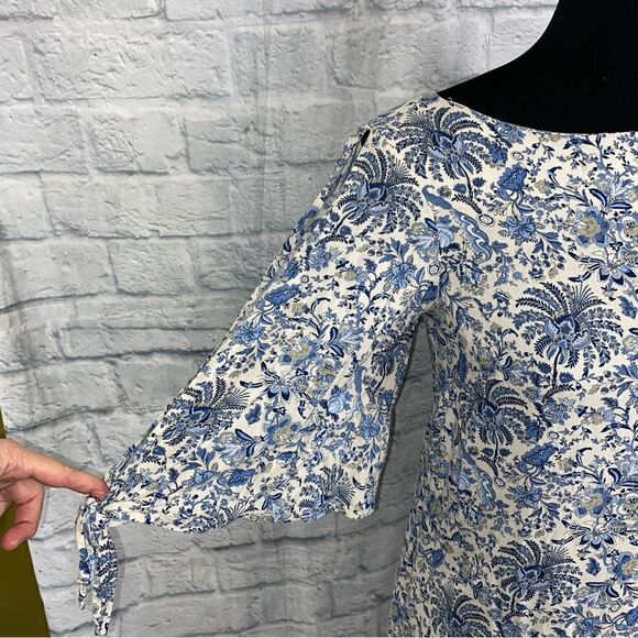 H&M Paisley and flower print dress blue and white sz 4 women - Picture 4 of 12